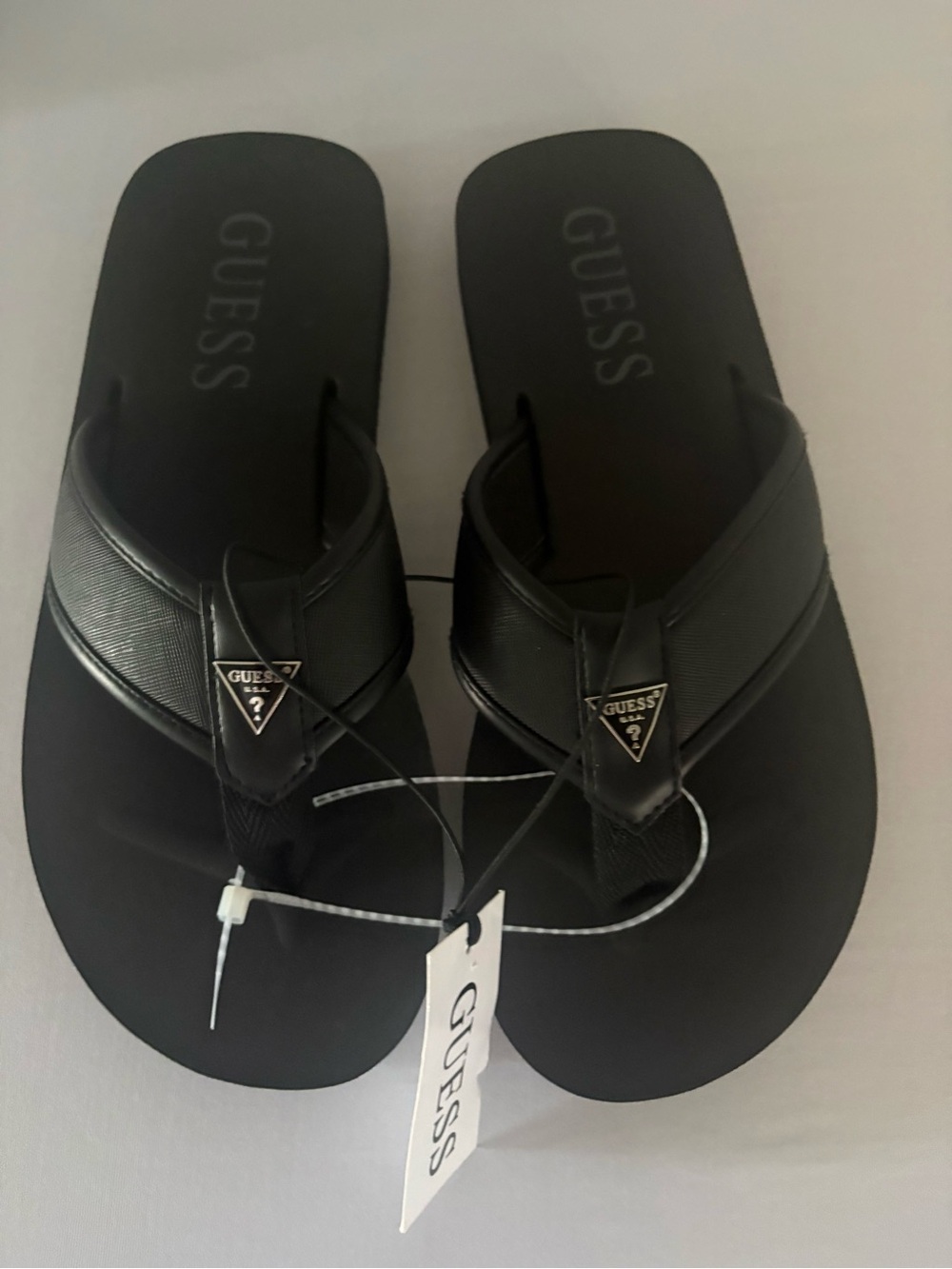 Guess Black Logo Triangle Accent Flip Flops